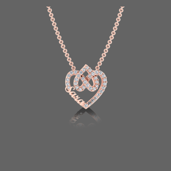 Tailored Two Hearts Name Pendant