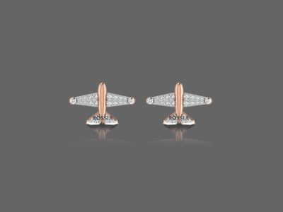 Minimal Airplane Diamond Earrings For Kids