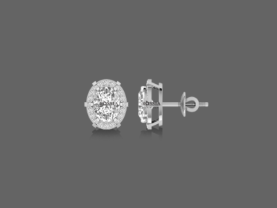 1 Ct Oval Halo Lab Grown Diamond Studs