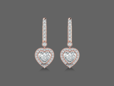 1.50ct Heart Halo Drop Lab Diamond Earrings