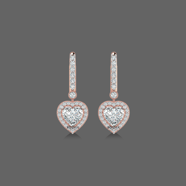 1.50ct Heart Halo Drop Lab Diamond Earrings