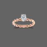 Chic Oval Cut Solitaire Ring with Entwined Band