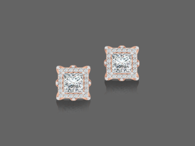 0.75ct Princess Halo Lab Diamond Stud Earrings