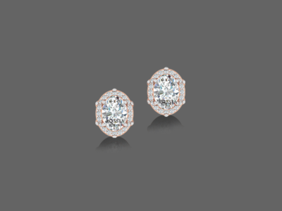 Grace 0.75 Ct Oval Halo Lab Diamond Stud Earrings