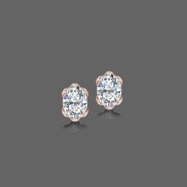 0.75 Ct Lab-Grown Oval Diamond Solitaire Stud Earrings