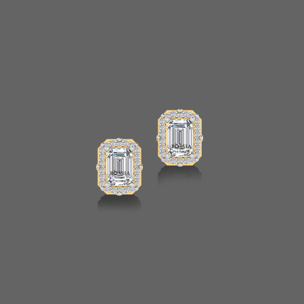 0.75ct Emerald Halo Lab Diamond Studs